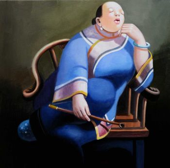 Leisure Lady 2 - Portraits Handgemaltes Ölgemälde ohne Rahmen