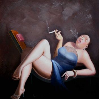 Leisure Lady 4 - Portraits Handgemaltes Ölgemälde ohne Rahmen