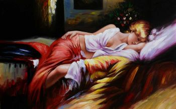 Sleeping Beauty - Portraits Handgemaltes Ölgemälde ohne Rahmen