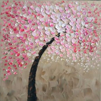 Cherry Blossom - Natur-Schönheiten Handgemaltes Ölgemälde ohne Rahmen