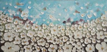 White Meadow - Natur-Schönheiten Handgemaltes Ölgemälde ohne Rahmen