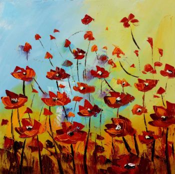 Tulips in Sunshine 1 - Natur-Schönheiten Handgemaltes Ölgemälde