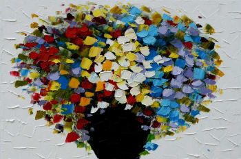 Flowers in Vase - Natur-Schönheiten Handgemaltes Ölgemälde ohne Rahmen