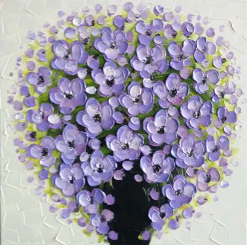 Purple Flowers - Natur-Schönheiten Handgemaltes Ölgemälde ohne Rahmen