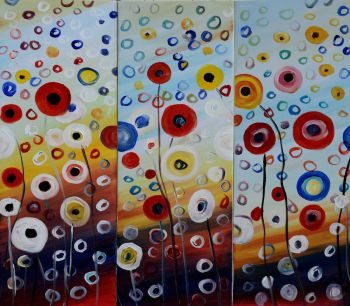 Threesome - Natur-Schönheiten Handgemaltes Ölgemälde ohne Rahmen