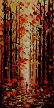 Autumn Forest - Landschaften Handgemaltes Ölgemälde ohne Rahmen