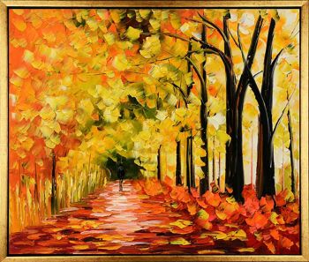 Spring is coming - Landschaften Handgemaltes Ölgemälde mit goldenem Rahmen