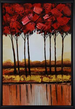 By the Lake 1 - Landschaften Handgemaltes Ölgemälde mit schwarzem Rahmen