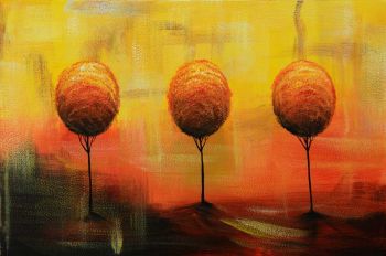 Tree Threesome - Landschaften Handgemaltes Ölgemälde ohne Rahmen