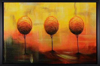 Tree Threesome - Landschaften Handgemaltes Ölgemälde mit schwarzem Rahmen