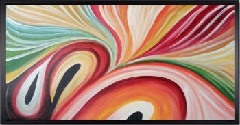 Swirls - Abstrakt Handgemaltes Ölgemälde mit schwarzem Rahmen