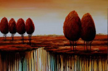 By the Lake 3 - Landschaften Handgemaltes Ölgemälde ohne Rahmen