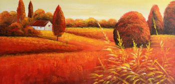 Sunshine Meadow - Landschaften Handgemaltes Ölgemälde ohne Rahmen