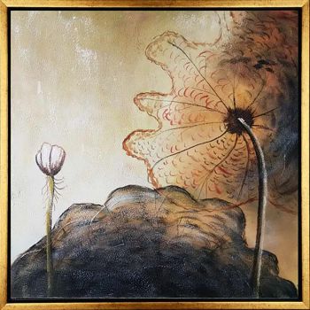 Grey Dawn - Natur-Schönheiten Handgemaltes Ölgemälde mit goldenem Rahmen