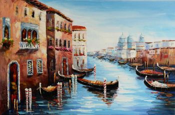 Venice Gondola 2 - Landschaften Handgemaltes Ölgemälde