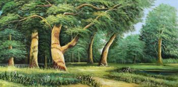 Green Forest - Landschaften Handgemaltes Ölgemälde ohne Rahmen