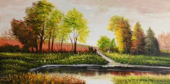 Serene - Landschaften Handgemaltes Ölgemälde ohne Rahmen