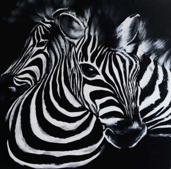 Zebra 2 - Tiere Handgemaltes Ölgemälde