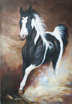 Racing Horse - Tiere Handgemaltes Ölgemälde ohne Rahmen