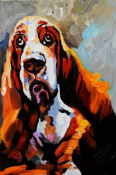 Sad Dog - Tiere Handgemaltes Ölgemälde