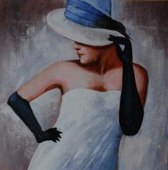 Girl with Hat - Portraits Handgemaltes Ölgemälde ohne Rahmen