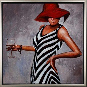 Let’s Party - Portraits Handgemaltes Ölgemälde mit silbernem Rahmen