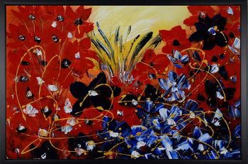 Nature’s Splash - Natur-Schönheiten Handgemaltes Ölgemälde mit schwarzem Rahmen