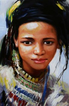 African Girl - Portraits Handgemaltes Ölgemälde ohne Rahmen