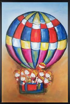 Up and Away - Allgemein Handgemaltes Ölgemälde mit schwarzem Rahmen