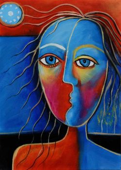 Moonlight Lady 2 - Portraits Handgemaltes Ölgemälde ohne Rahmen