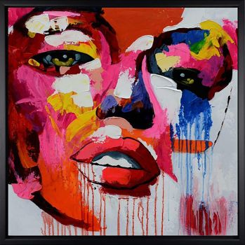 Marilyn 1 - Portraits Handgemaltes Ölgemälde mit schwarzem Rahmen