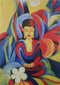 Buddha 1 - Portraits Handgemaltes Ölgemälde ohne Rahmen