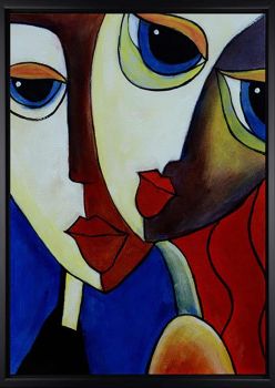 Close Friends 1 - Portraits Handgemaltes Ölgemälde mit schwarzem Rahmen