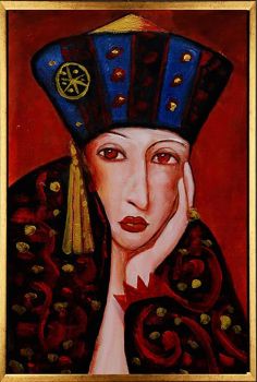 Lady in Court 1 - Portraits Handgemaltes Ölgemälde mit goldenem Rahmen