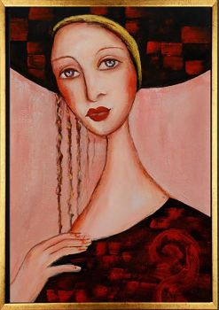 Lady in Court 2 - Portraits Handgemaltes Ölgemälde mit goldenem Rahmen