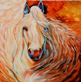 Magnificent Horse - Tiere Handgemaltes Ölgemälde ohne Rahmen