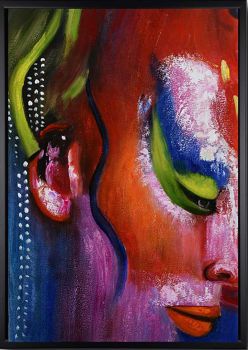 Surreal - Portraits Handgemaltes Ölgemälde mit schwarzem Rahmen