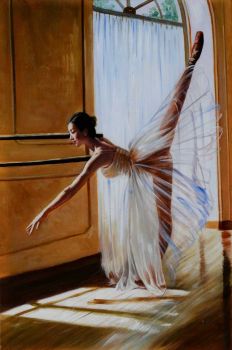 Ballet Time 1 - Portraits Handgemaltes Ölgemälde ohne Rahmen