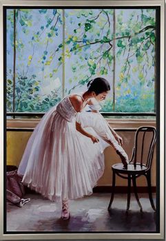 Ballet Time 2 - Portraits Handgemaltes Ölgemälde mit silbernem Rahmen