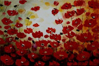 Tulips in Sunshine 2 - Natur-Schönheiten Handgemaltes Ölgemälde ohne Rahmen