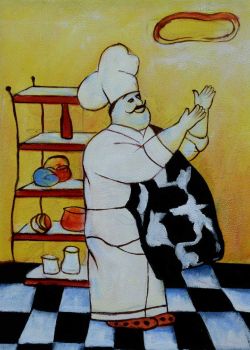 Happy Cook 1 - Allgemein Handgemaltes Ölgemälde ohne Rahmen