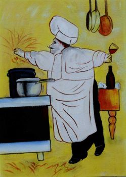 Happy Cook 2 - Allgemein Handgemaltes Ölgemälde
