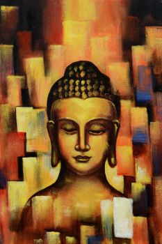 Buddha 2 - Portraits Handgemaltes Ölgemälde ohne Rahmen