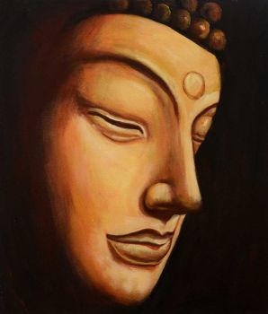 Buddha 3 - Portraits Handgemaltes Ölgemälde ohne Rahmen