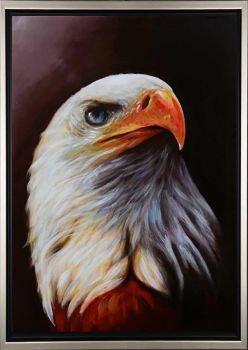 Proud Eagle - Tiere Handgemaltes Ölgemälde mit silbernem Rahmen