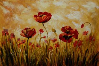 Tulips in Sunshine 3 - Natur-Schönheiten Handgemaltes Ölgemälde ohne Rahmen