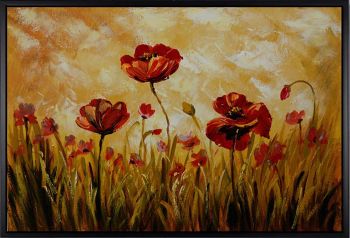 Tulips in Sunshine 3 - Natur-Schönheiten Handgemaltes Ölgemälde mit schwarzem Rahmen