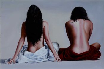 Back View - Portraits Handgemaltes Ölgemälde ohne Rahmen