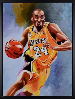 Footballer - Portraits Handgemaltes Ölgemälde mit schwarzem Rahmen