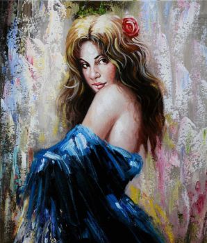 Spanish Lady - Portraits Handgemaltes Ölgemälde ohne Rahmen